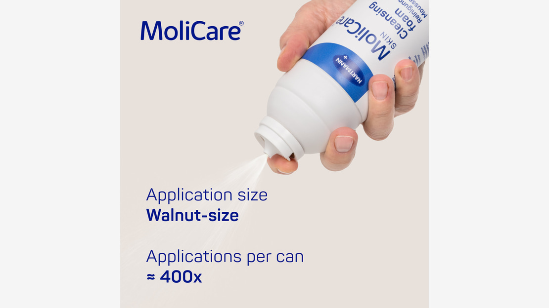 Molicare Skin Cleansing foam - application
