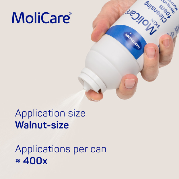 Molicare Skin Cleansing foam - application