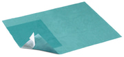 Risk Prevention Foliodrape Protect Plus Drape Sheets self-adhesive product sample with underside view on adhesive tape
