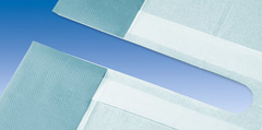 Foliodrape slit sheets with adhesive area around the U-shaped slit for rapid fixation and exact positioning.