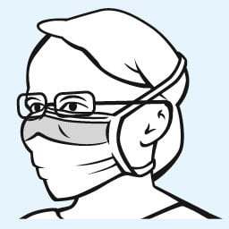 Risk Prevention Foliodress mask Comfort Anti fogging, pictogram with light blue background