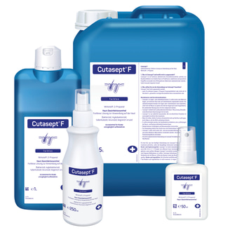 Designed for reliable skin antisepsis, Cutasept F offers a colourless 2-propanol solution for fast and effective pre-procedural disinfection. The clear, clinical pack design reflects professional hygiene standards across medical environments.