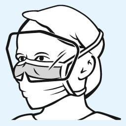 Risk Prevention Foliodress mask Comfort Anti splash + visor, pictogram on light-blue background