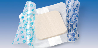 The absorbent foam material quickly absorbs excessive wound exudate without drying out the wound; in relatively dry wounds the hydrogel releases moisture and promotes the formation and maintainance of a moist wound environment,