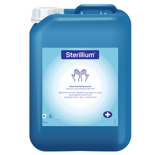 Discover Sterillium Hand Sanitizer in a 5-liter container, designed for high-efficiency hand hygiene. Offers broad antibacterial, antifungal and antiviral protection.