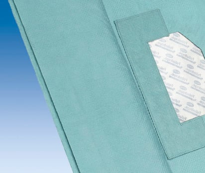 Foliodrape septum drapes feature a reinforced absorbent area which makes them particularly suitable for draping in ENT surgery.