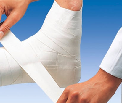 Functional strapping using Omnitape is indicated not only as initial treatment but also as a permanent support for ligaments until healing is completed.