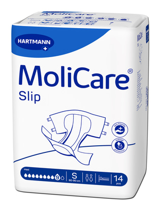 Angled Packshot of the MoliCare Slip adult diapers Size S, absorbency 9 Drops