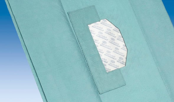 Foliodrape septum drapes feature a reinforced absorbent area which makes them particularly suitable for draping in ENT surgery.