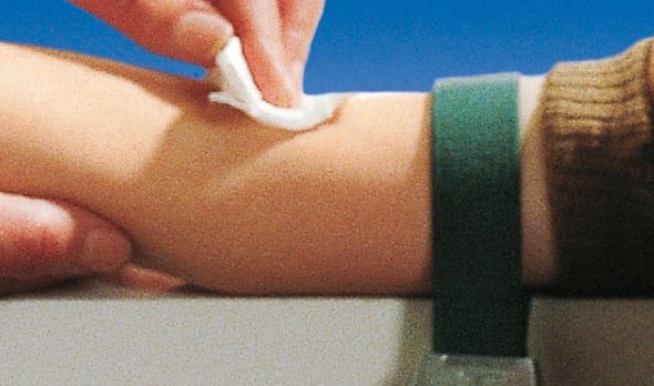 Pur-Zellin cellulose swabs, for cleaning the skin prior to injections, retain their shape and are abrasion-resistant.