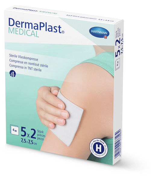 DermaPlast MEDICAL, Sterile Vlieskompresse, 7,5 x 7,5 cm, 5 x 2 St/Pcs/Pz