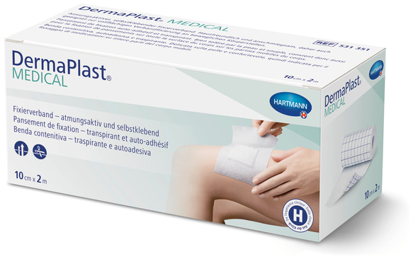 DermaPlast MEDICAL, Fixierverband – atmungsaktiv und selbstklebend, 10cm x 2m