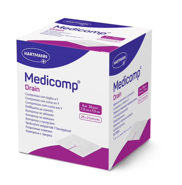 packshot-Medicomp-drain-7,5x7,5cm-P25x2-6-lagig-30gm2-REF4215339-new-CMYK-300dpi
