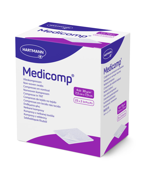 packshot-Medicomp_sterile-7,5x7,5cm-P25x2-4-lagig-30gm2-REF4110722-CMYK-300dpi
